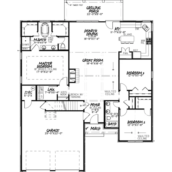 Country French House Plan First Floor - Rompelle European Home 155D-0091 - Shop House Plans and More