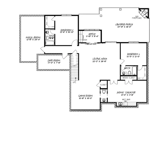 Traditional House Plan Lower Level Floor - Sherwick European Home 155D-0094 - Shop House Plans and More