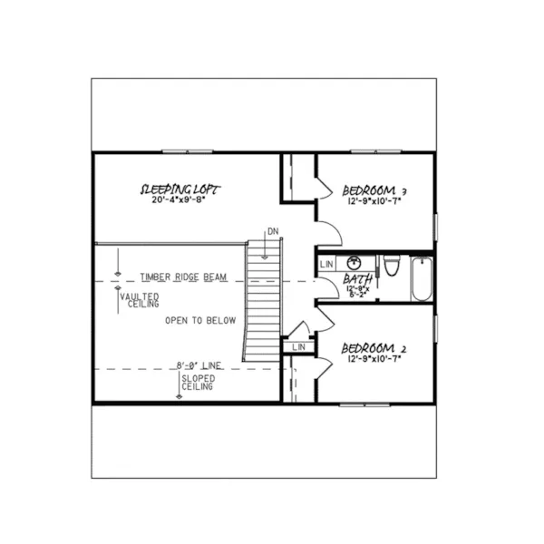 Arts & Crafts House Plan Second Floor - Kline Hollow Farmhouse 155D-0096 - Search House Plans and More