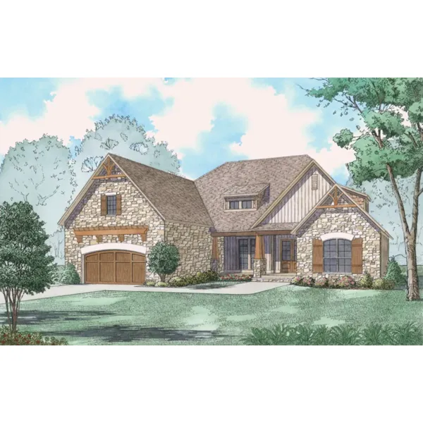 Mountain House Plan Front of Home - Aubry Rustic Craftsman Home 155D-0098 - Search House Plans and More