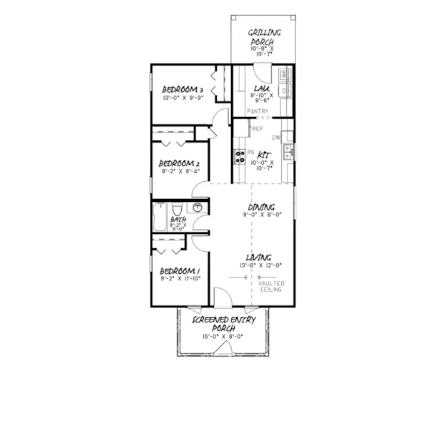 Beach & Coastal House Plan First Floor - Crane Pond Country Cabin 155D-0100 - Search House Plans and More