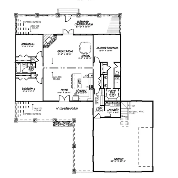 Beach & Coastal House Plan First Floor - Mattox Park Modern Farmhouse 155D-0109 - Shop House Plans and More