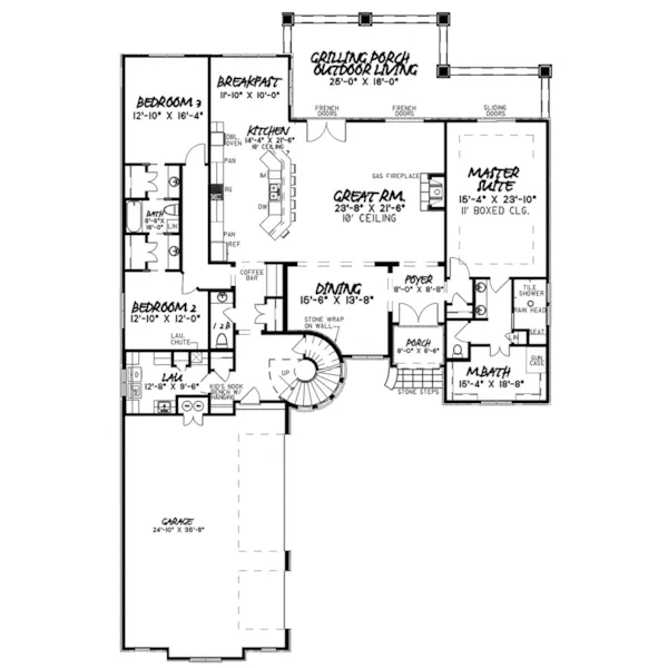 Country French House Plan First Floor - Corbin Manor Luxury Home 155D-0112 - Search House Plans and More