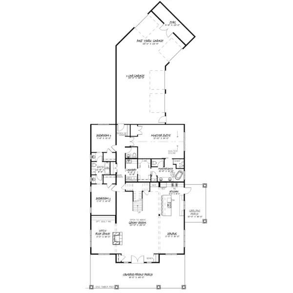 Modern Farmhouse Plan First Floor - Hoppers Landing Farmhouse 155D-0114 - Search House Plans and More