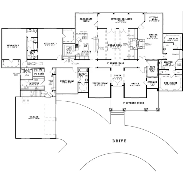 Country House Plan First Floor - Morrell Luxury Craftsman Home 155D-0122 - Shop House Plans and More