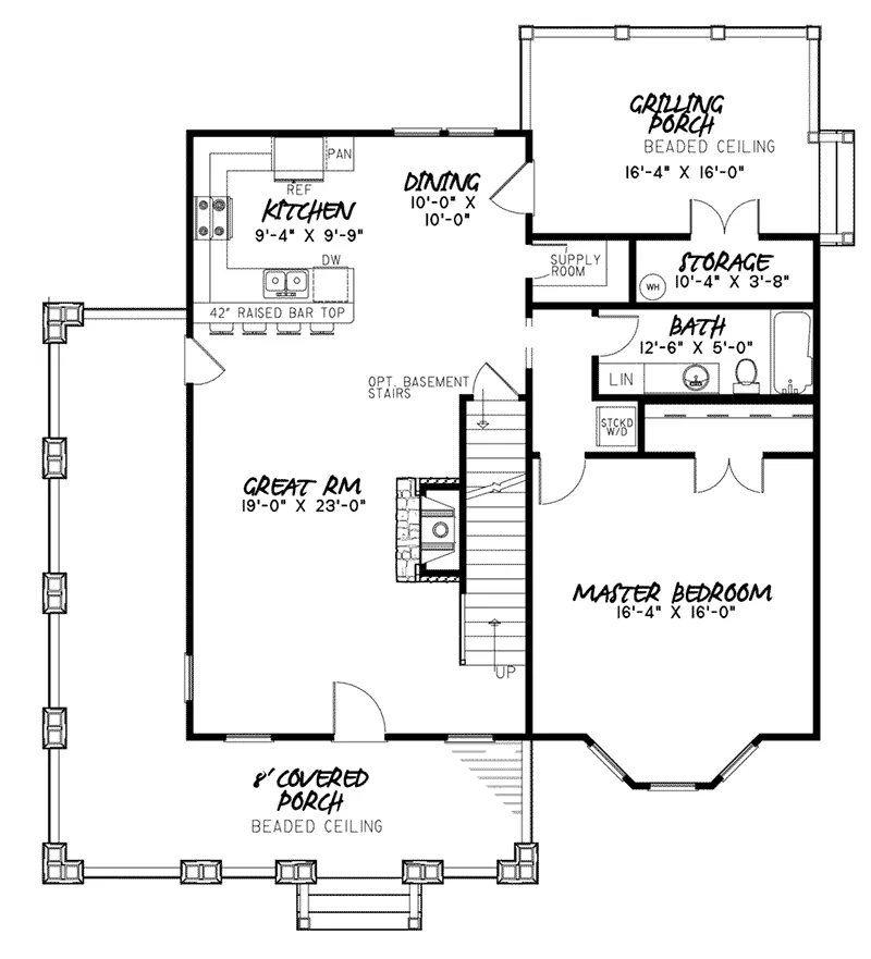 Waterfront House Plan First Floor - Aiken Creek Craftsman Home 155D-0130 - Search House Plans and More