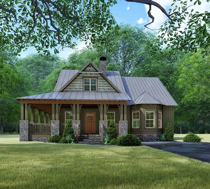 Waterfront House Plan Front of Home - Aiken Creek Craftsman Home 155D-0130 - Search House Plans and More