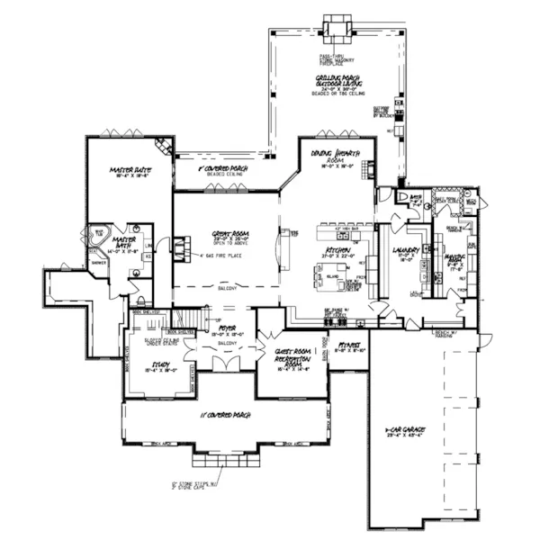 Mediterranean House Plan First Floor - Hobbs Place Luxury Home 155D-0133 - Shop House Plans and More