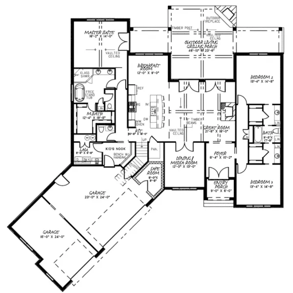 First Floor - Ryder Creek Ranch Home 155D-0135 - Shop House Plans and More