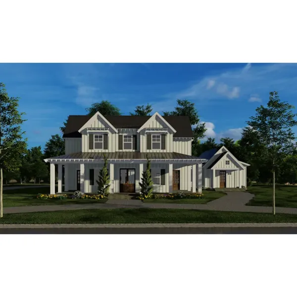 Luxury House Plan Front Night Photo 01 - Bronson Lane Country Home 155D-0142 - Shop House Plans and More