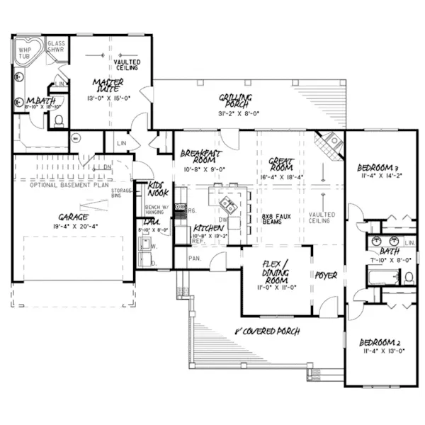 Modern Farmhouse Plan First Floor - Brandi Creek Modern Farmhouse 155D-0144 - Search House Plans and More