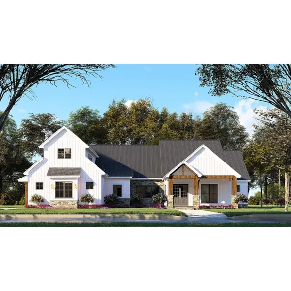 Arts & Crafts House Plan Front of Home - Hunter Hill Modern Farmhouse 155D-0147 - Search House Plans and More