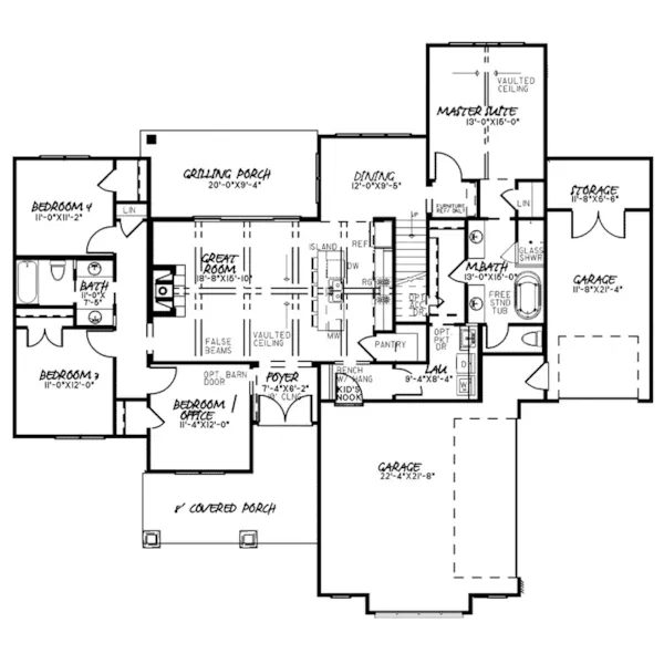 Farmhouse Plan First Floor - 155D-0148 - Shop House Plans and More