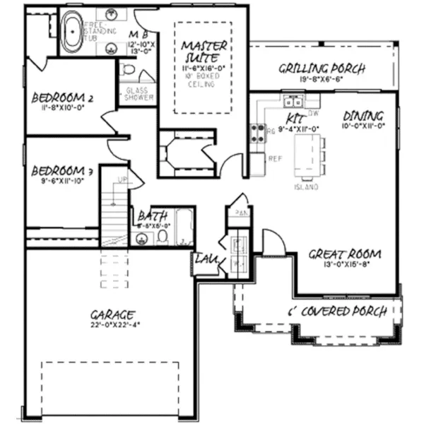 Traditional House Plan First Floor - Devonshire Ranch Home 155D-0154 - Shop House Plans and More