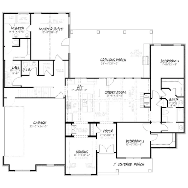 Rustic House Plan First Floor - 155D-0157 - Shop House Plans and More