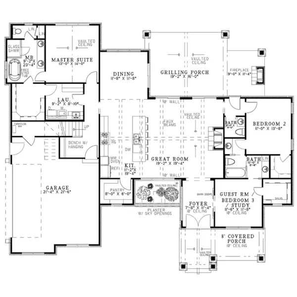 Rustic House Plan First Floor - 155D-0159 - Shop House Plans and More