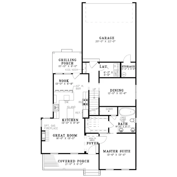 Farmhouse Plan First Floor - Townshire Traditional Home 155D-0163 - Shop House Plans and More