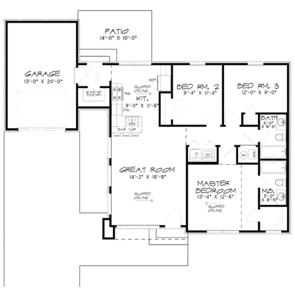 Modern House Plan First Floor - Avalon Lane Modern Home 155D-0171 - Search House Plans and More