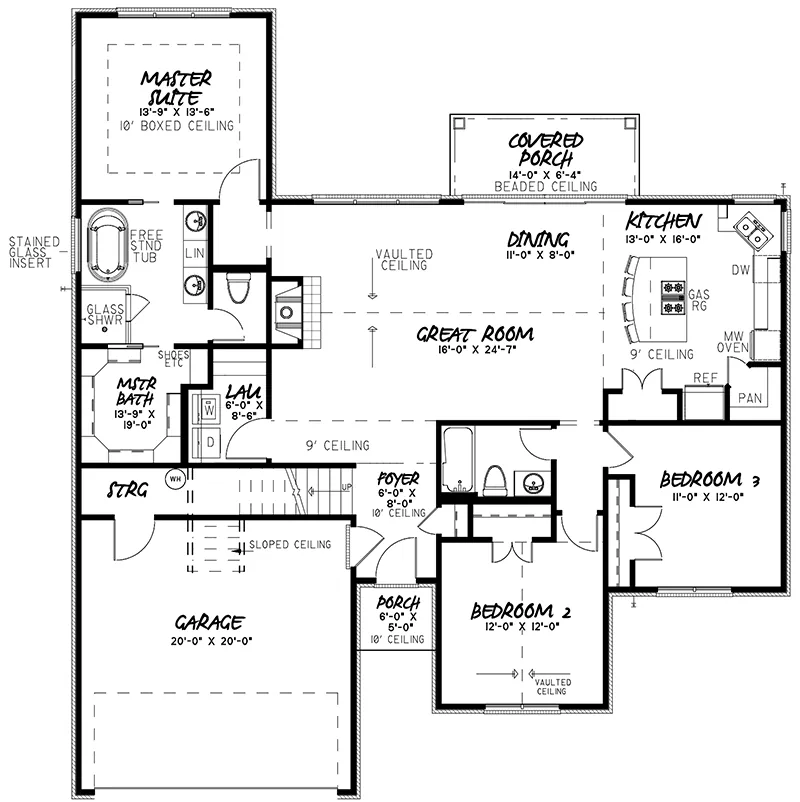 Ranch House Plan First Floor - 155D-0238 - Shop House Plans and More