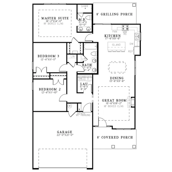 Traditional House Plan First Floor - Spring Lake Cottage Home 155D-0254 - Shop House Plans and More