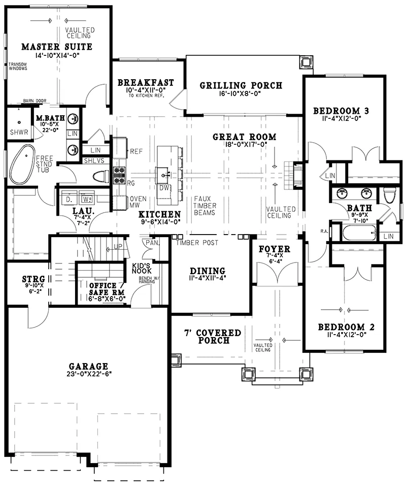 Mountain House Plan First Floor - Elmstead Farm Modern Farmhouse 155D-0265 - Search House Plans and More