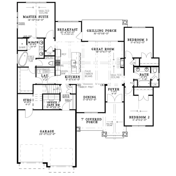 Arts & Crafts House Plan First Floor - Elmstead Farm Modern Farmhouse 155D-0265 - Search House Plans and More