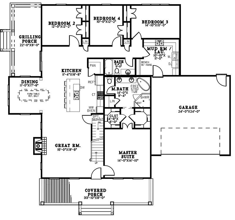 Farmhouse Plan First Floor - 155D-0273 - Shop House Plans and More