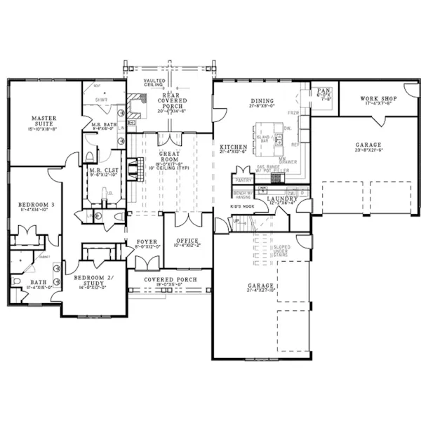 Ranch House Plan First Floor - 155D-0286 - Shop House Plans and More