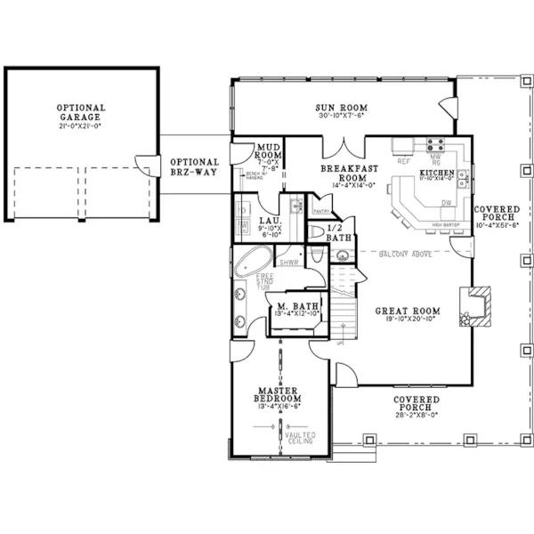 Bungalow House Plan First Floor - Whispering Falls Country Cottage 155D-0291 | House Plans and More