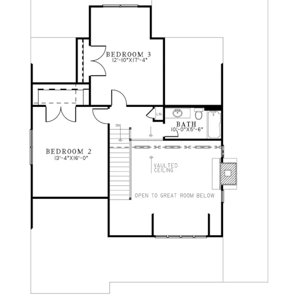 Bungalow House Plan Second Floor - Whispering Falls Country Cottage 155D-0291 | House Plans and More