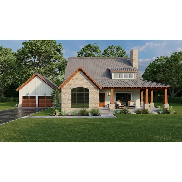 Bungalow House Plan Front of Home - Whispering Falls Country Cottage 155D-0291 | House Plans and More