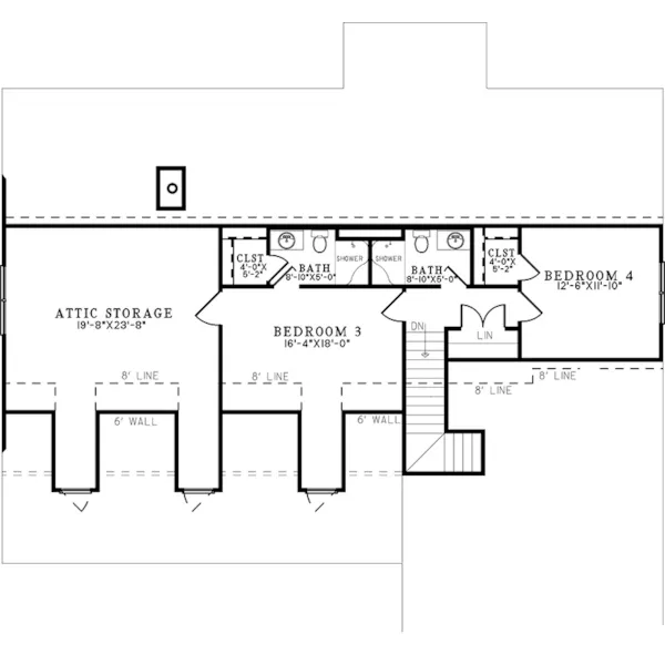 Southern House Plan Second Floor - 155D-0306 | House Plans and More