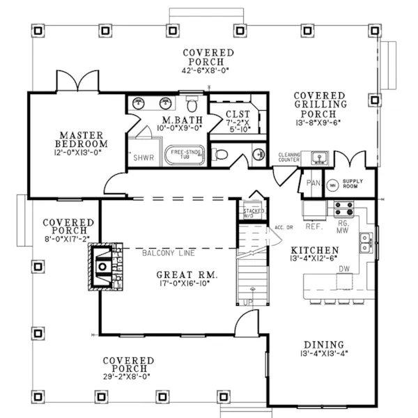 Southern House Plan First Floor - 155D-0308 | House Plans and More