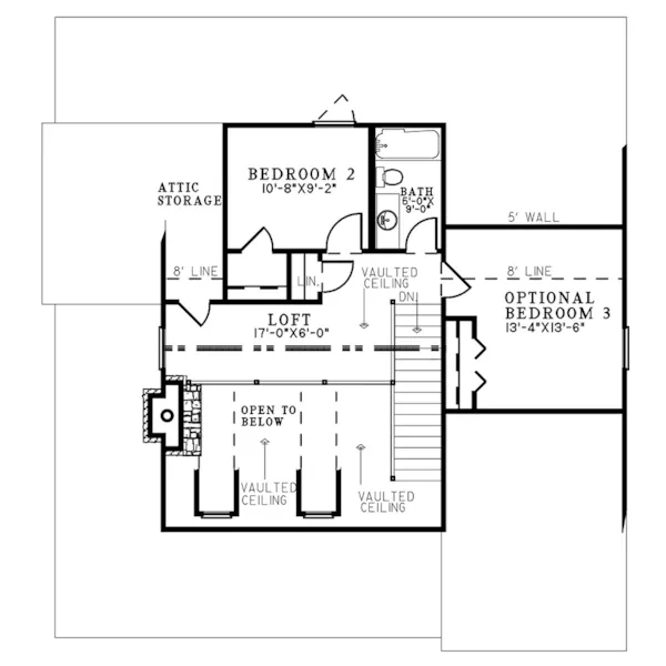 Southern House Plan Second Floor - 155D-0308 | House Plans and More