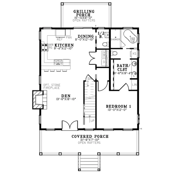 Mountain House Plan First Floor - 155D-0318 | House Plans and More