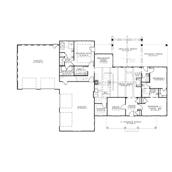 Luxury House Plan First Floor - Misty Mountain Arts & Crafts Style - Search House Plans and More