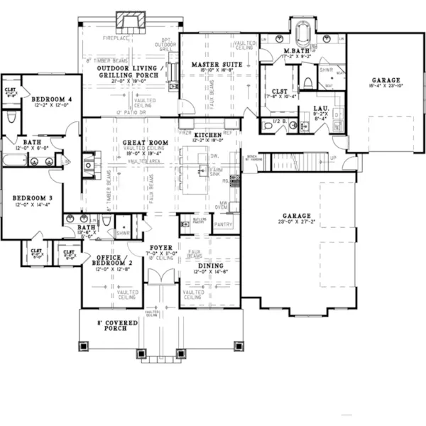 Country House Plan First Floor - 155D-0333 | House Plans and More