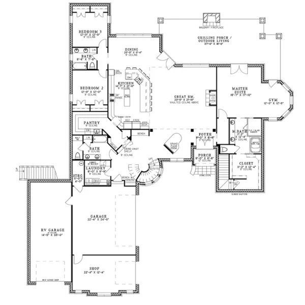 Country French House Plan First Floor - 155D-0003 | House Plans and More