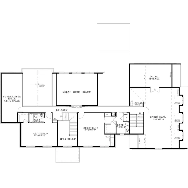 Southern House Plan Second Floor - 155S-0004 | House Plans and More