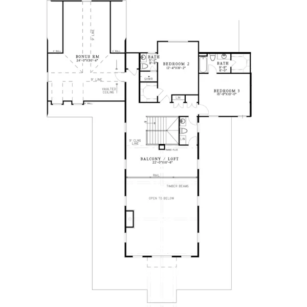 Mountain House Plan Second Floor - Timberland Ranch Rustic Home 155S-0008 | House Plans and More