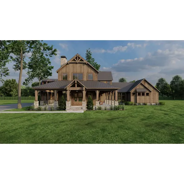 Mountain House Plan Front of Home - Timberland Ranch Rustic Home 155S-0008 | House Plans and More