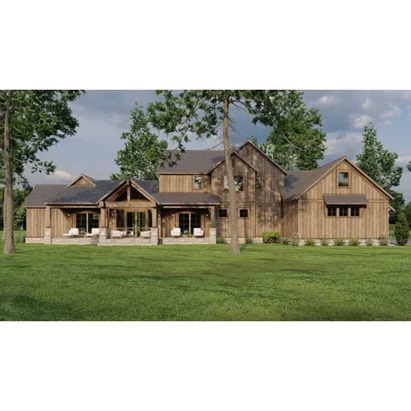 Mountain House Plan Rear Photo 01 - Timberland Ranch Rustic Home 155S-0008 | House Plans and More