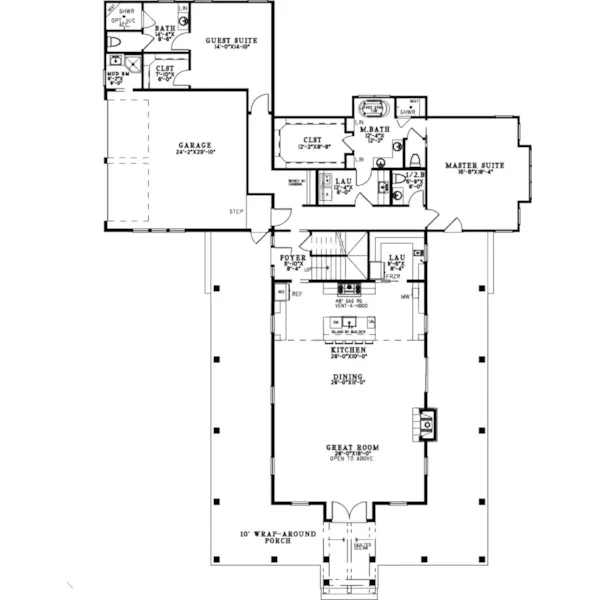 Farmhouse Plan First Floor - 155S-0011 | House Plans and More