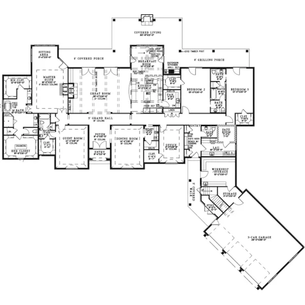 European House Plan First Floor - 155S-0015 | House Plans and More