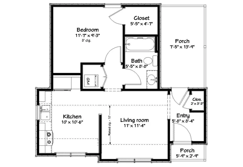 Ranch House Plan First Floor - Stockton Hill Country Cottage 156D-0005 - Shop House Plans and More