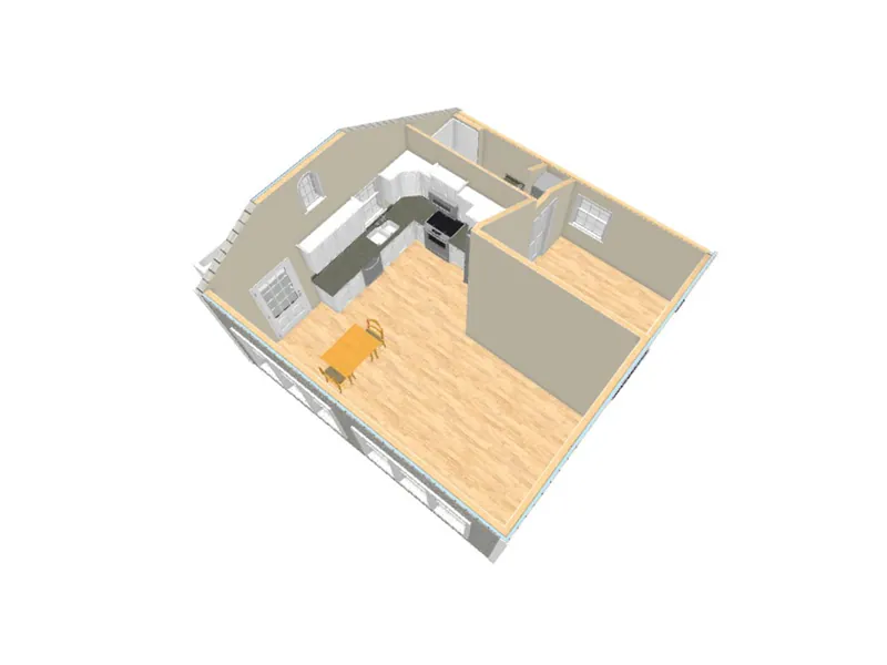 Country House Plan 3D First Floor - Fairhaven Hill Small Home 156D-0007 - Search House Plans and More