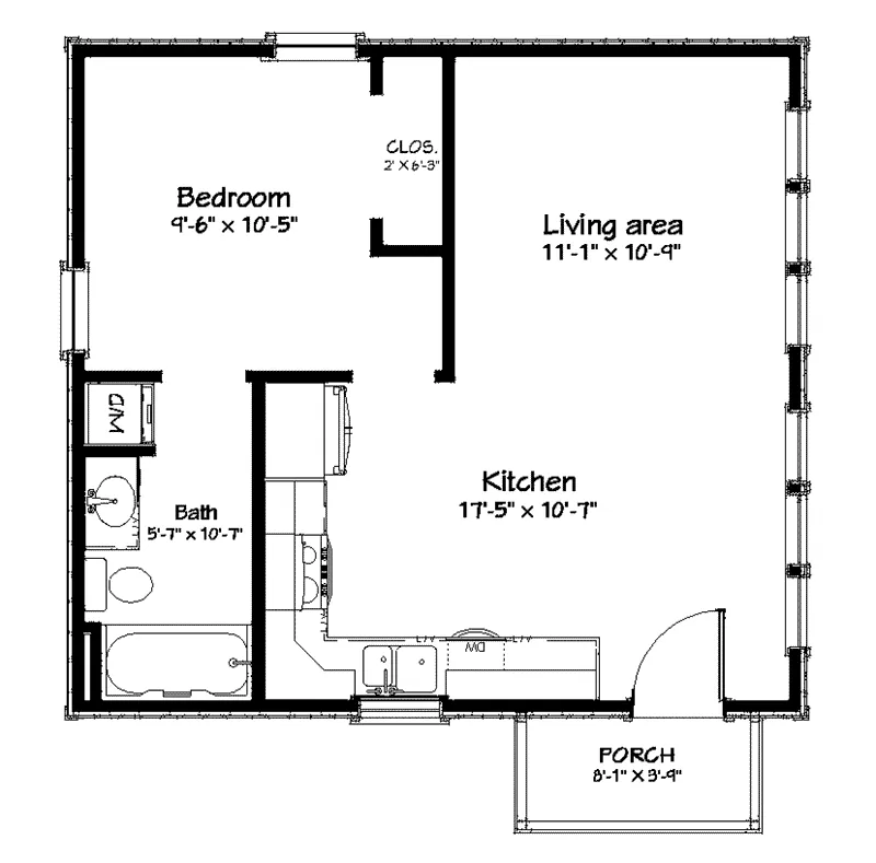 Country House Plan First Floor - Fairhaven Hill Small Home 156D-0007 - Search House Plans and More