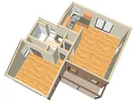 Ranch House Plan 3D First Floor - Stillwater Bay Small Home 156D-0009 - Shop House Plans and More