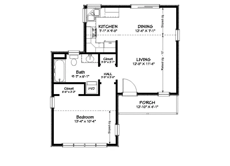 Ranch House Plan First Floor - Stillwater Bay Small Home 156D-0009 - Shop House Plans and More