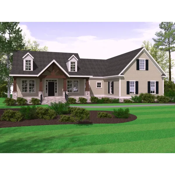 Arts & Crafts House Plan Front of Home - Clements Craftsman Home 157D-0001 - Search House Plans and More